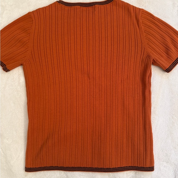 VTG 90s Casual Corner Annex Ribbed Knit Top Made in Australia Rust Orange - Picture 4 of 6